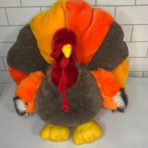 Vintage Chrisha Playful Plush Turkey 18" Stuffed Animal Year 1988 Thanksgiving